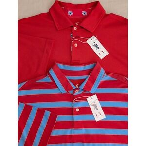 (Lot of 2) Fairway & Greene Polo Shirts Mens L Red Blue Performance Golf USA